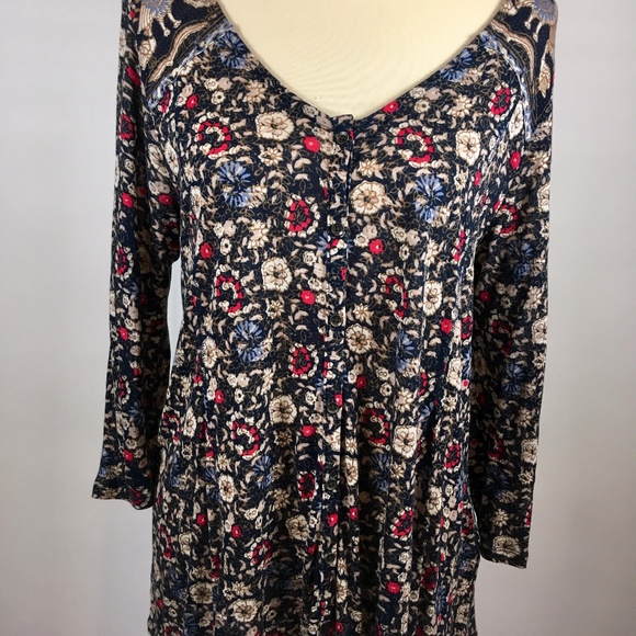 Lucky Brand boho tunic knit blouse size L - Picture 1 of 7
